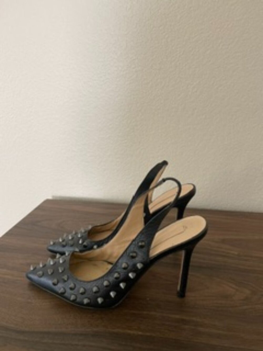 BCBGMaxAzria Black Studded Slingback Stiletto Heels